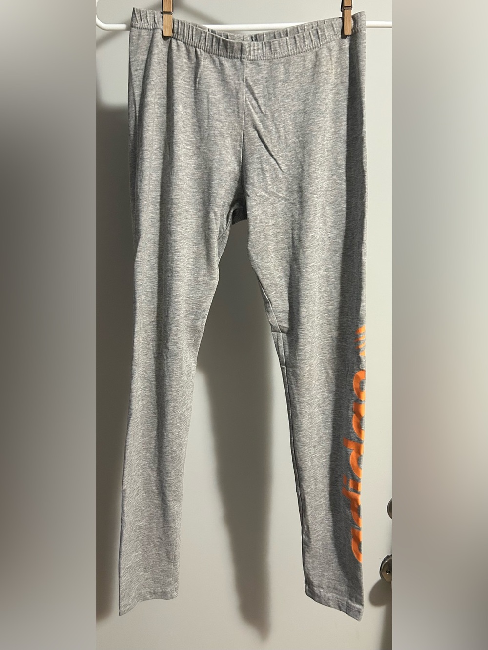 adidas NEO Gray Leggings with Orange Side Logo
